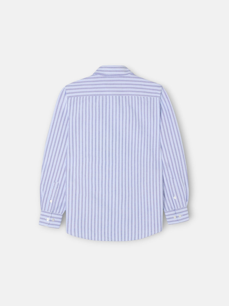Kids' sport shirt oxford bicolor stripe navy light blue