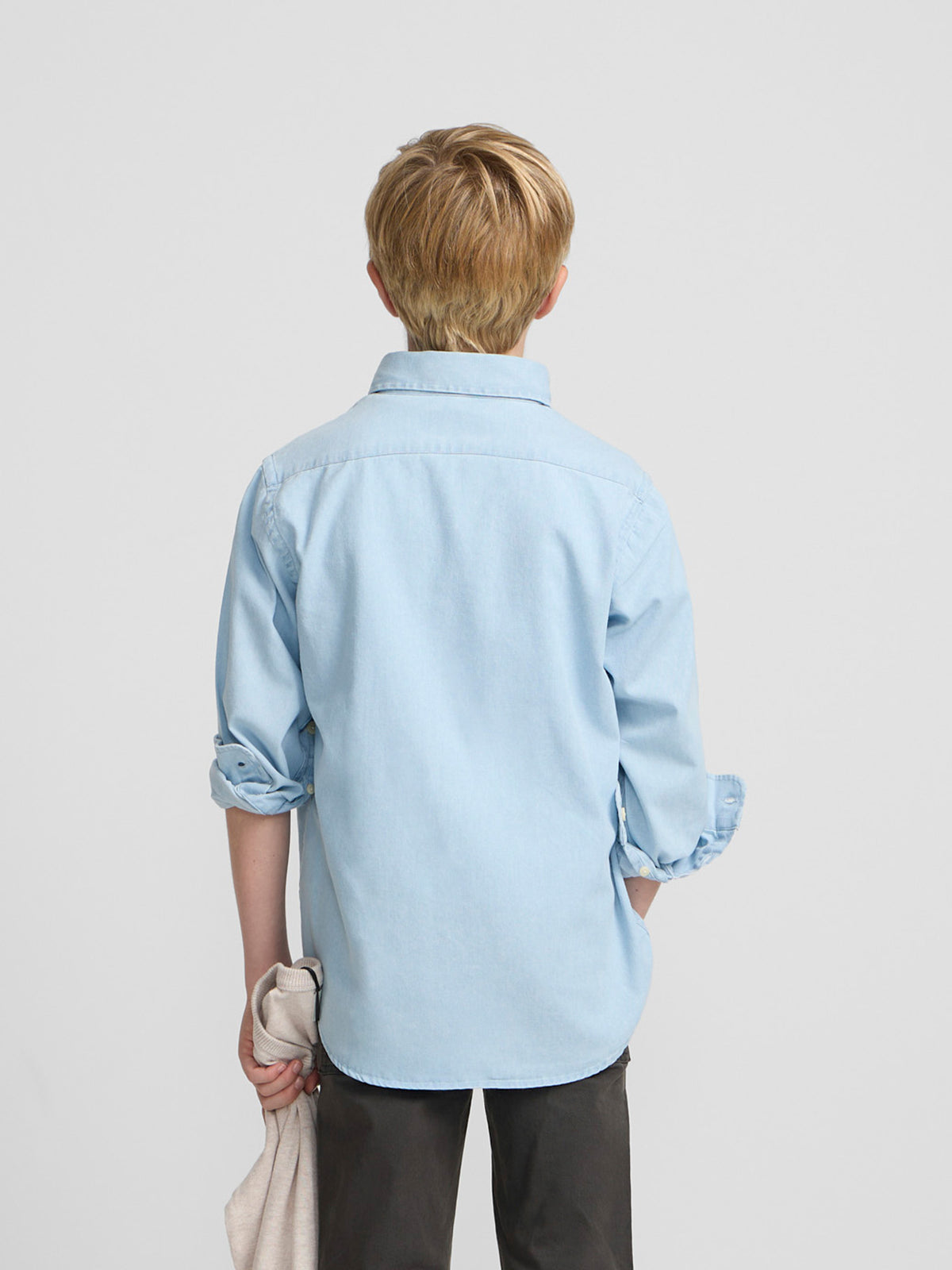 Classic light blue denim kids' sport shirt