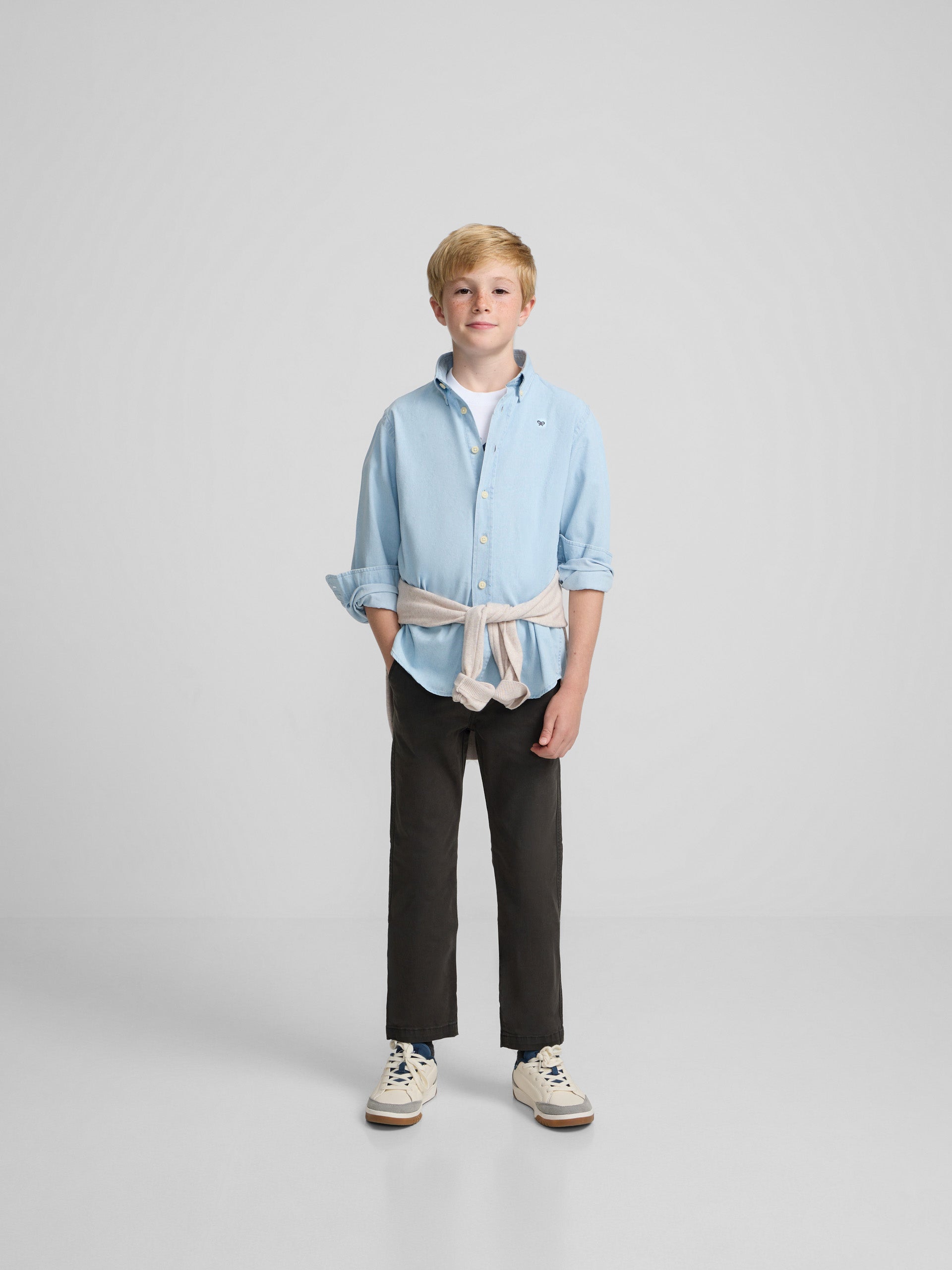 Classic light blue denim kids' sport shirt