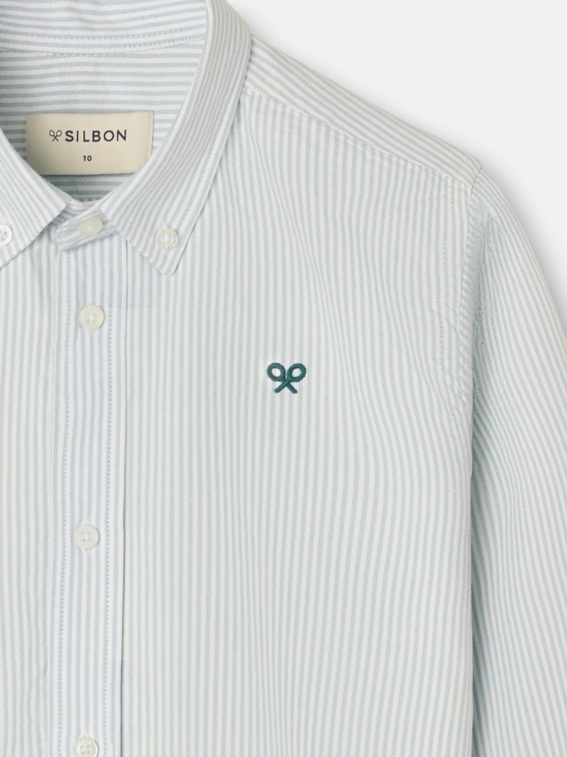 Camisa sport kids oxford rayas verde
