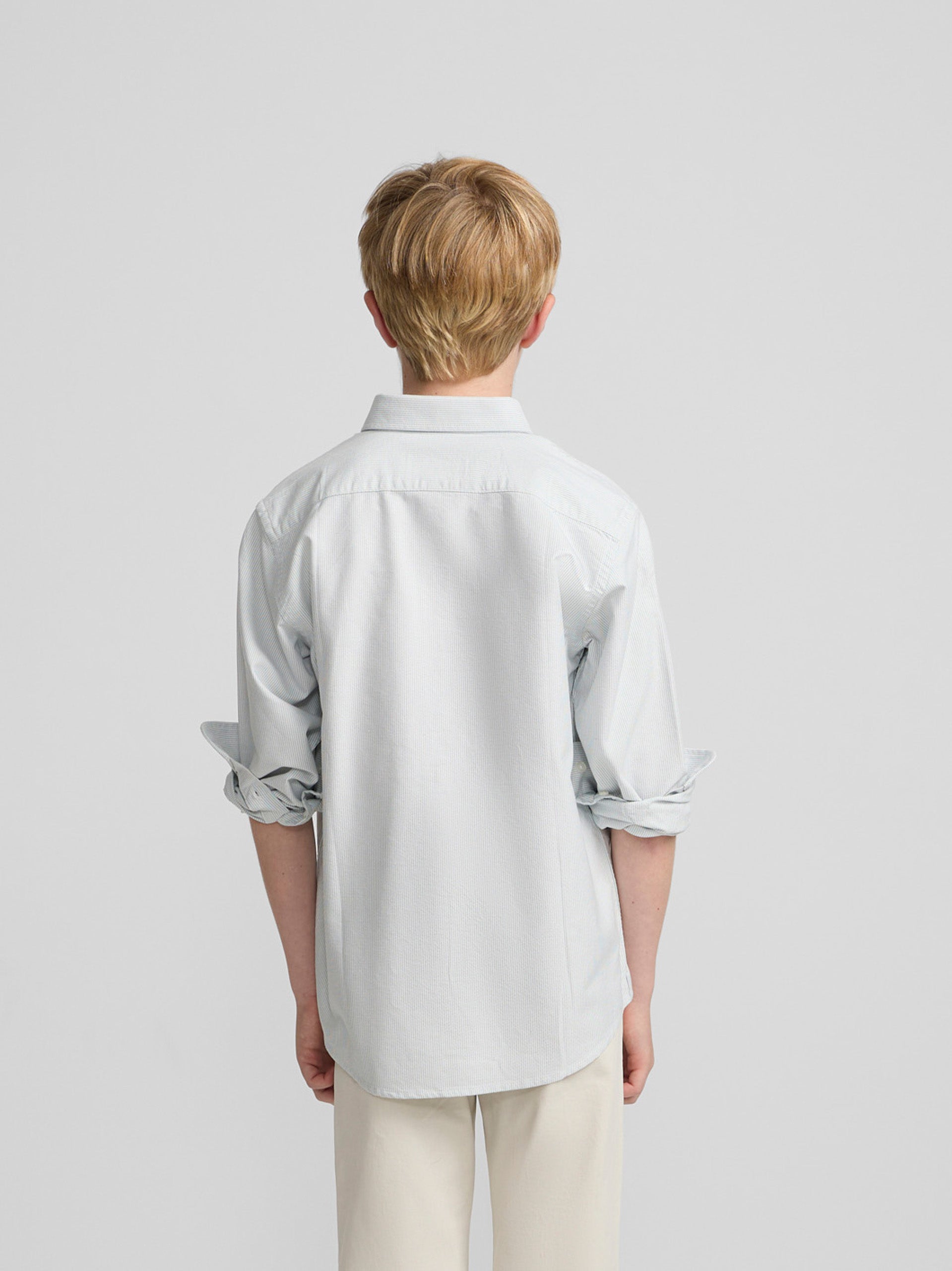 Chemise sport enfant oxford mille rayures vert
