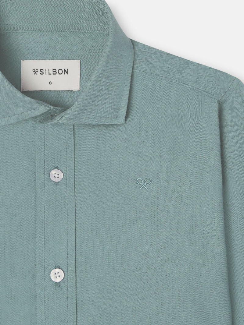 Chemise sport enfant à chevrons verte