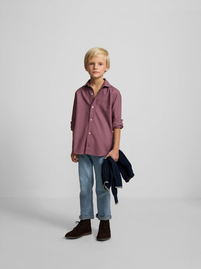 Kids' sport shirt herringbone burgundy