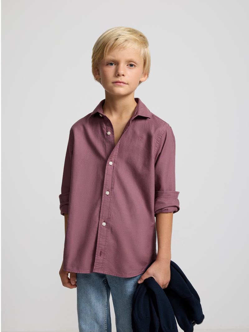 Kids' sport shirt herringbone burgundy