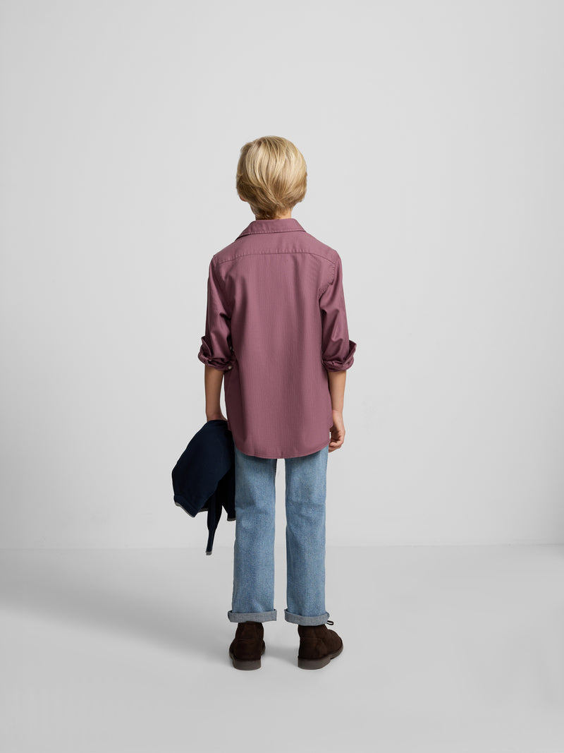 Kids' sport shirt herringbone burgundy