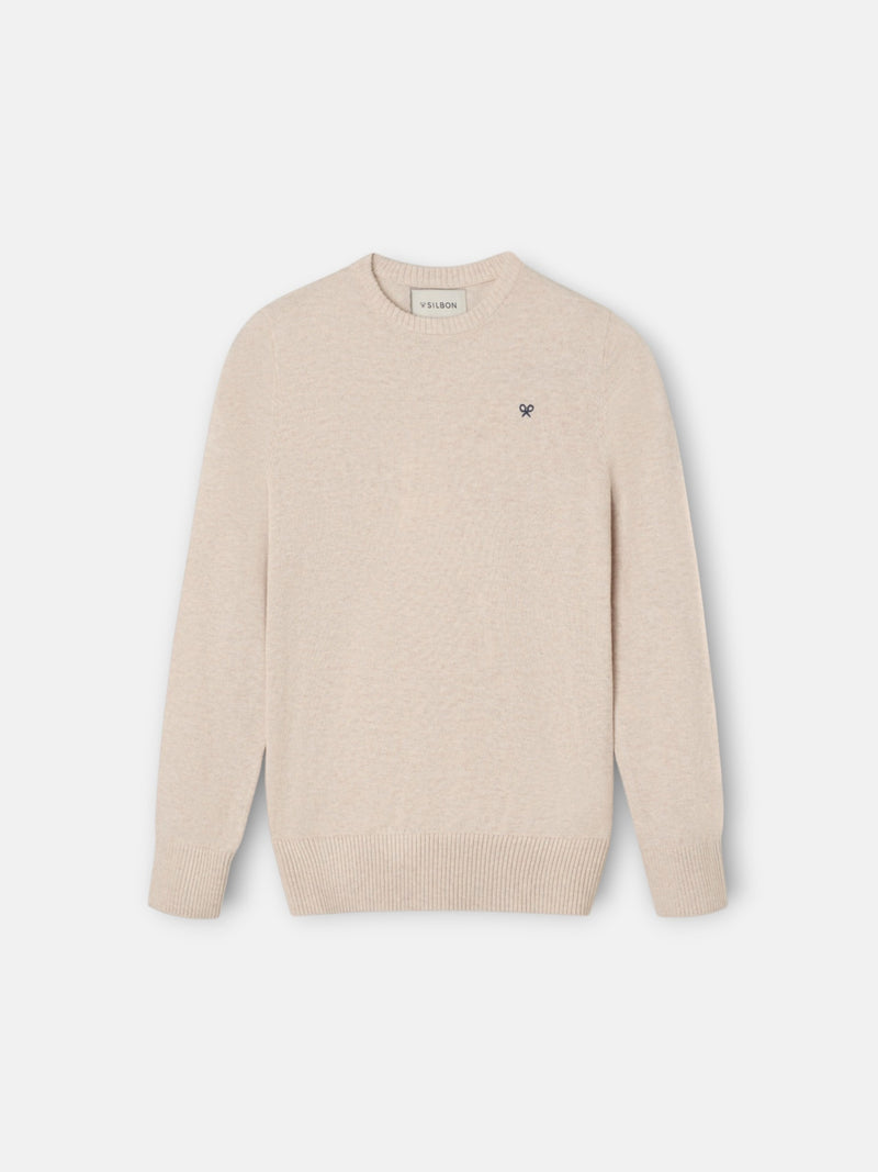 Pull enfant col rond crème