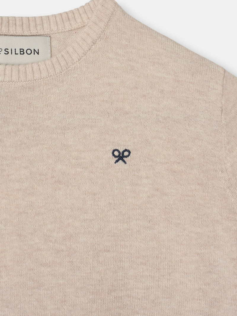 Pull enfant col rond crème