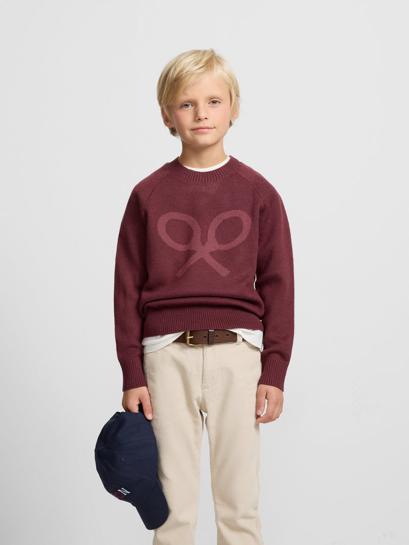 Kids burgundy half racket sweater