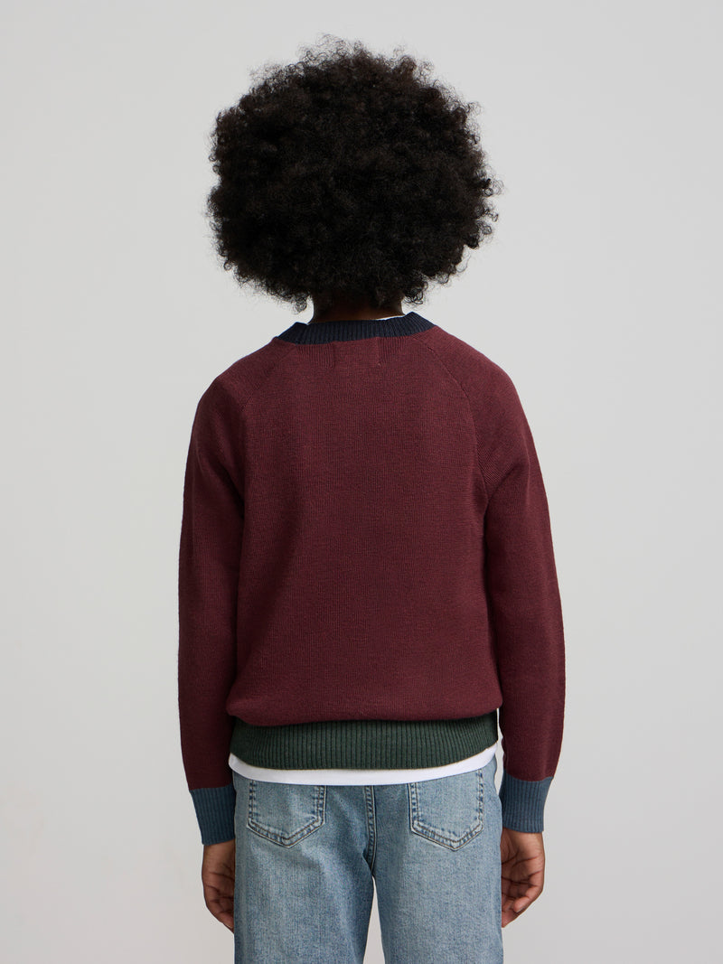 Jersey kids detalles colores burdeos
