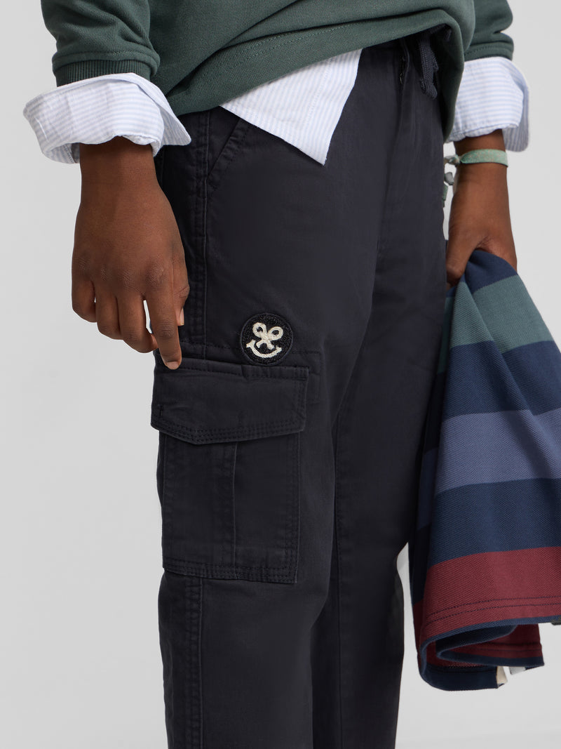 Navy blue kids' cargo sport pants