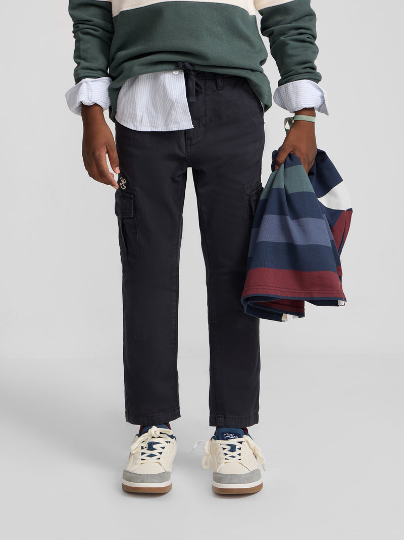 Navy blue kids' cargo sport pants