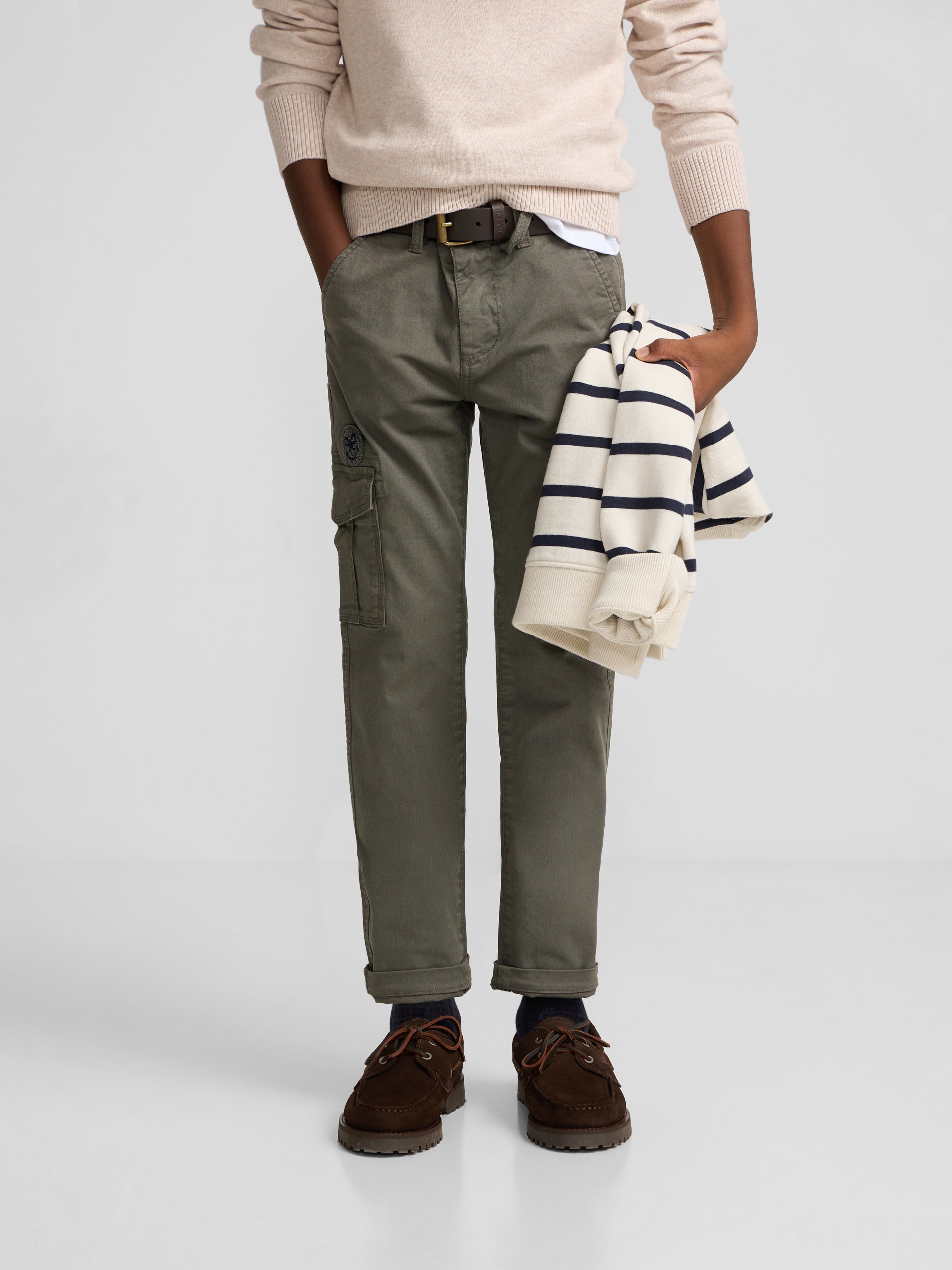 Green kids' cargo sport pants