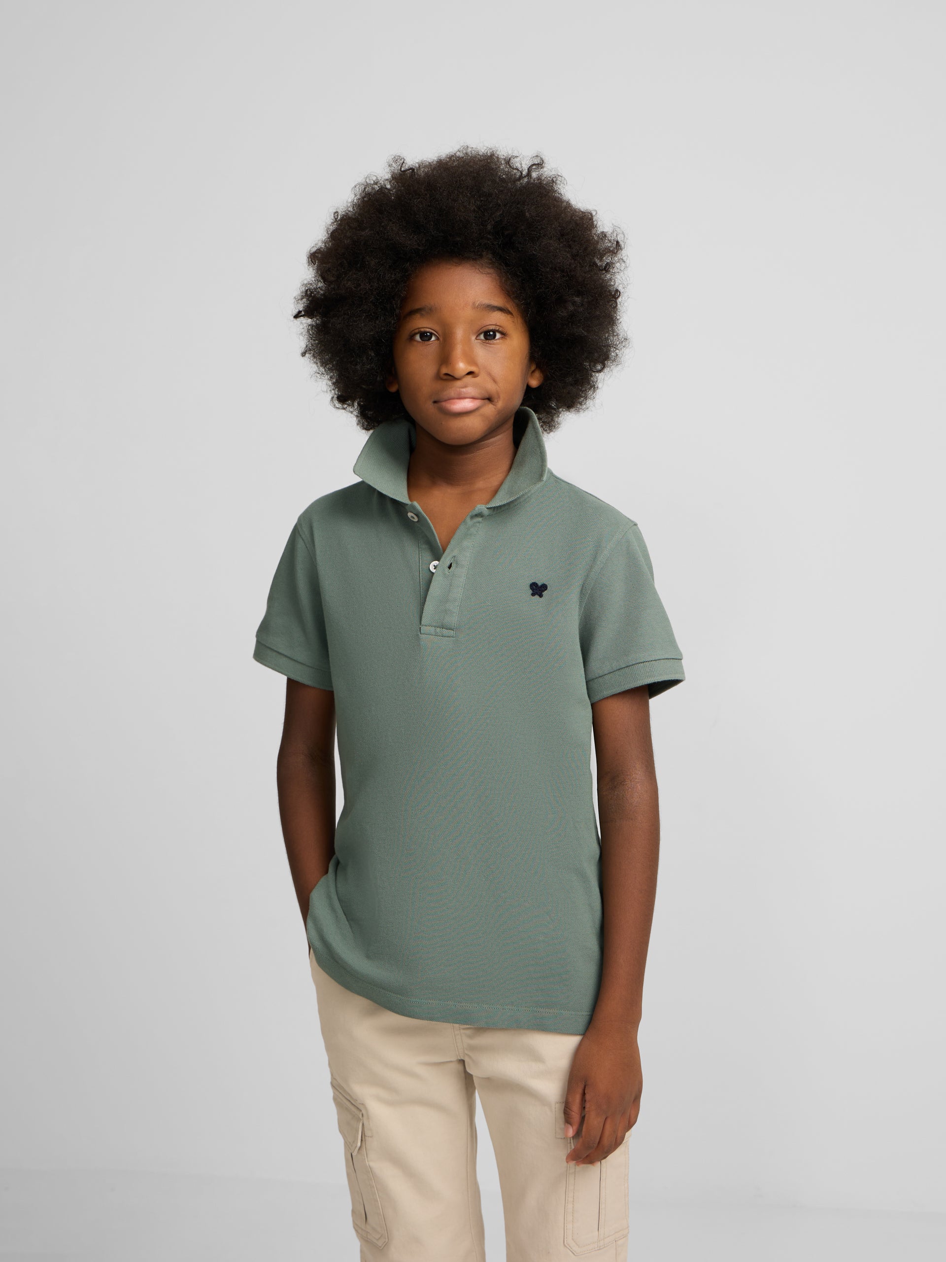 Polo kids raqueta verde oscuro