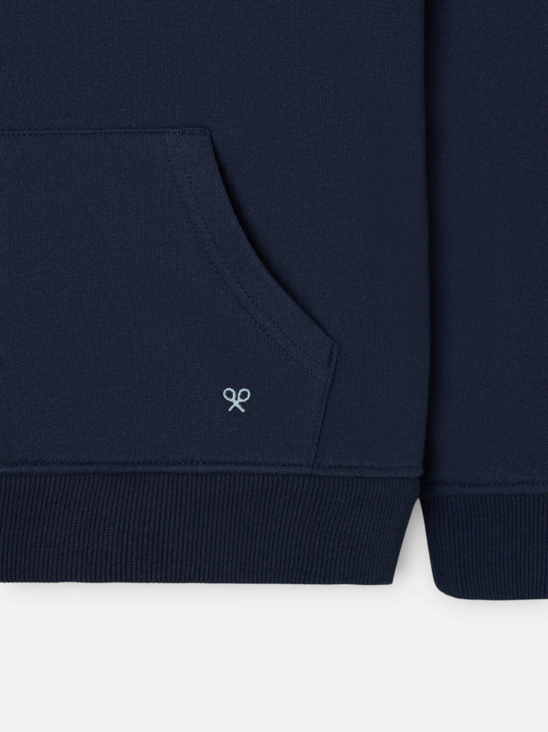 Kids hoodie with contrasting patch in navy blue