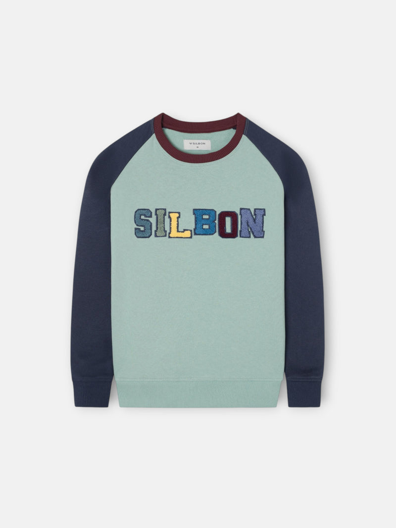 Sweatshirt kids raglan varsity azul-marinho