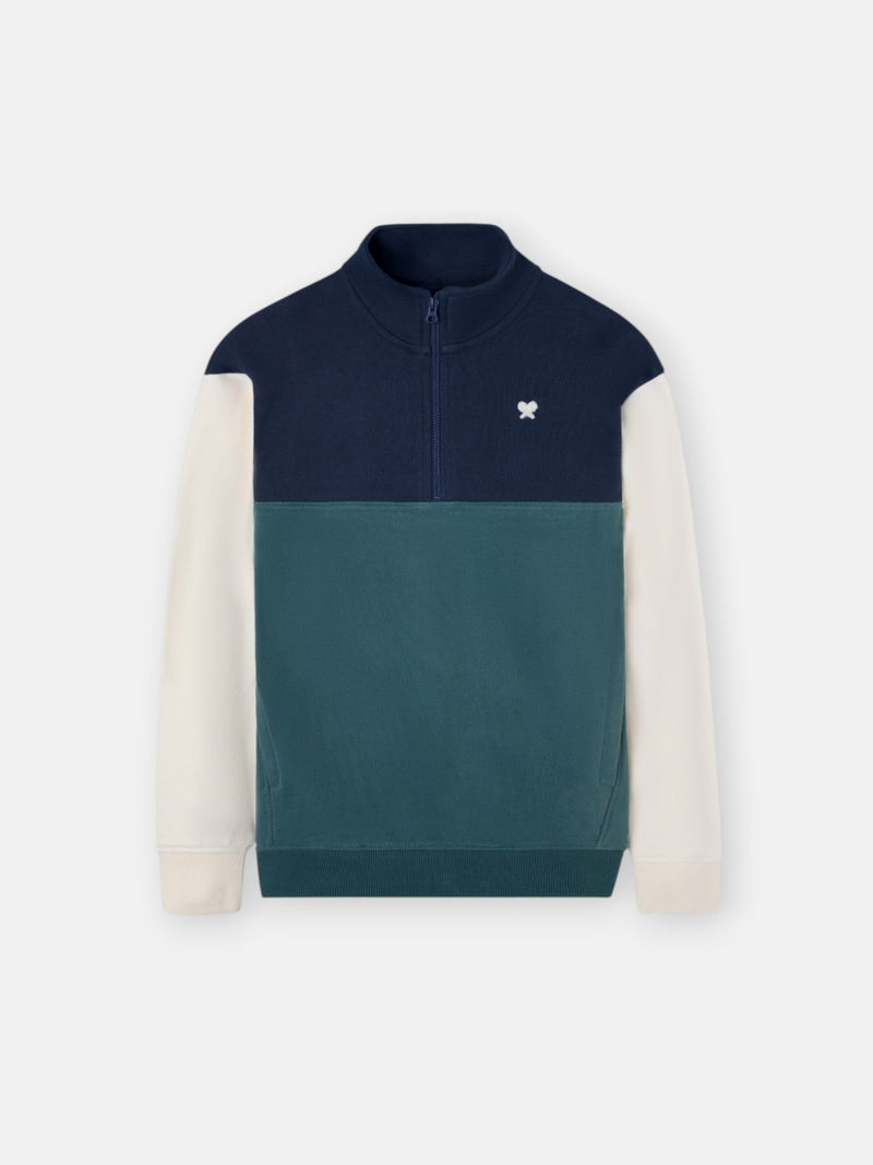 Sweatshirt kids meia fecho blocos verde