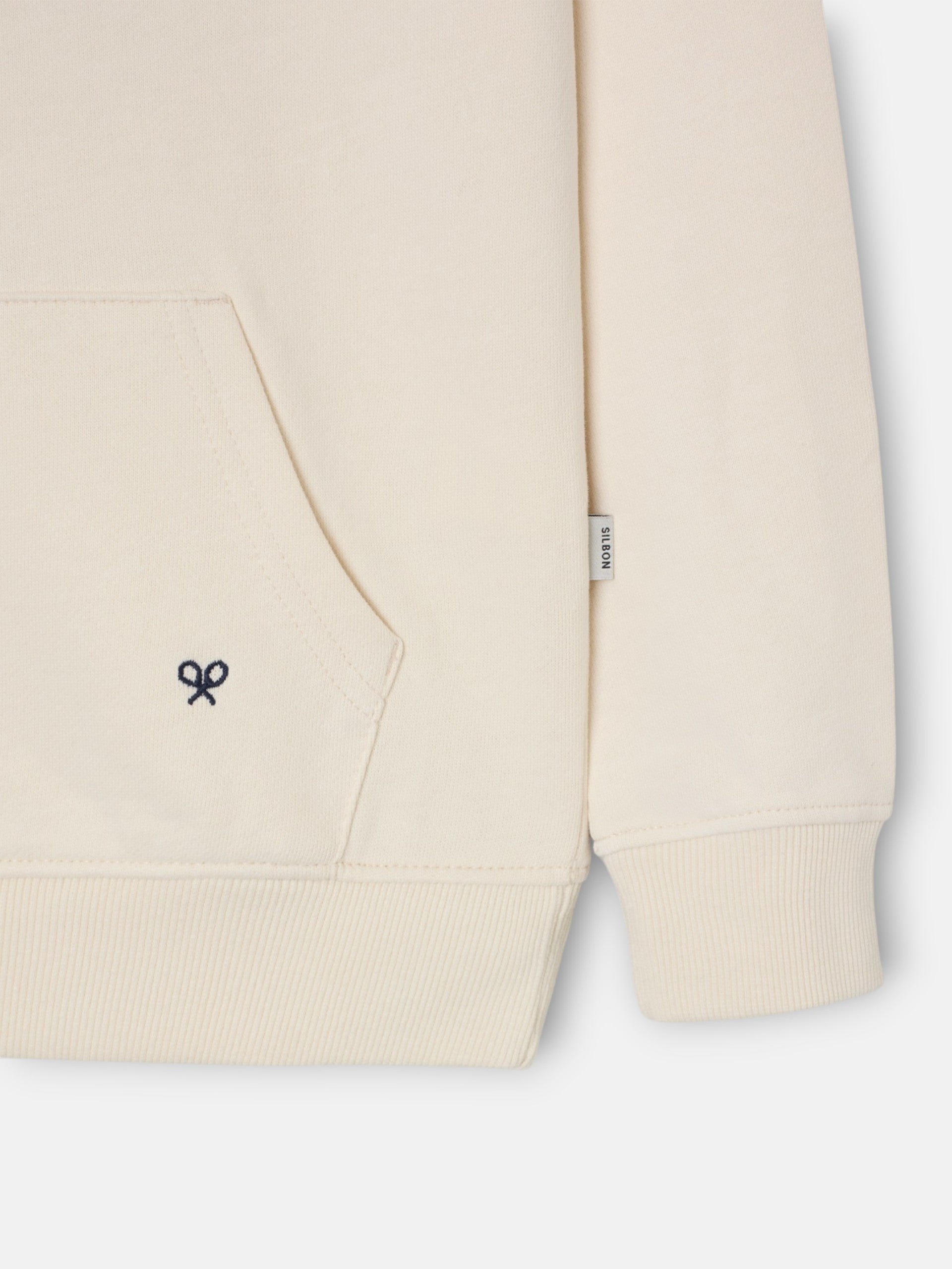 Kids hoodie with contrasting patch in cream