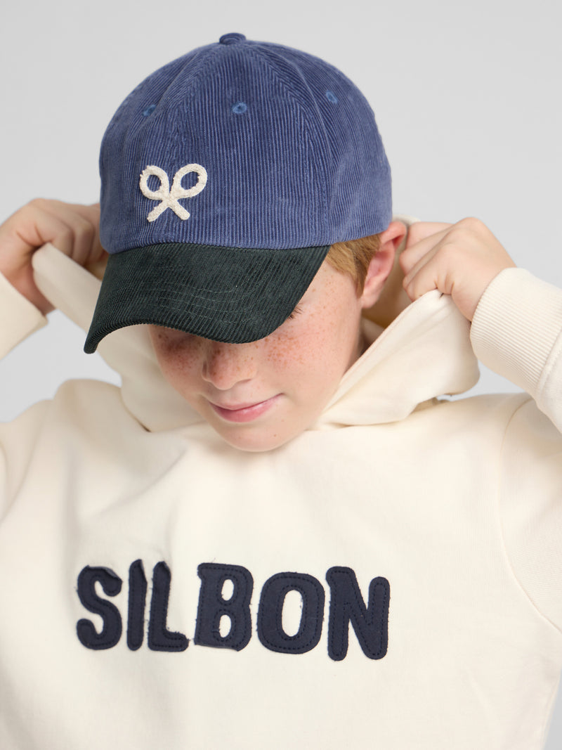 Kids hoodie with contrasting patch in cream