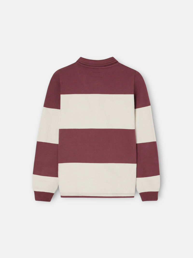 Kids sweatshirt with striped polo collar smile burgundy