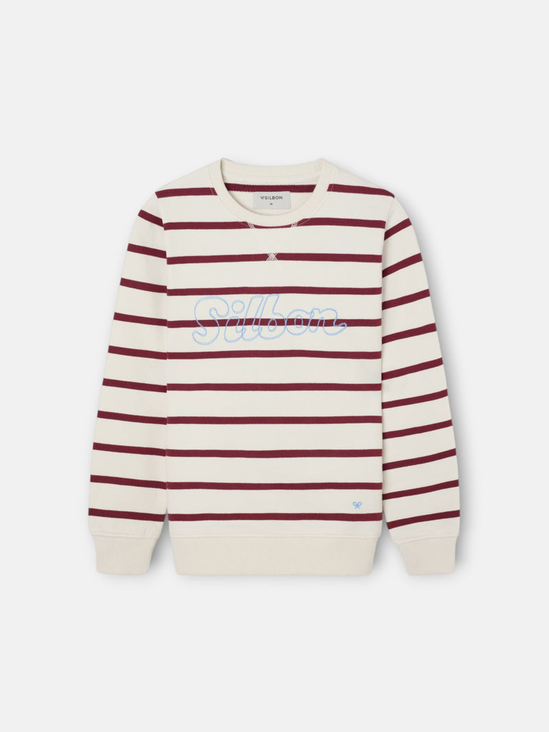Kids sweatshirt with fine stripe stitching in burgundy