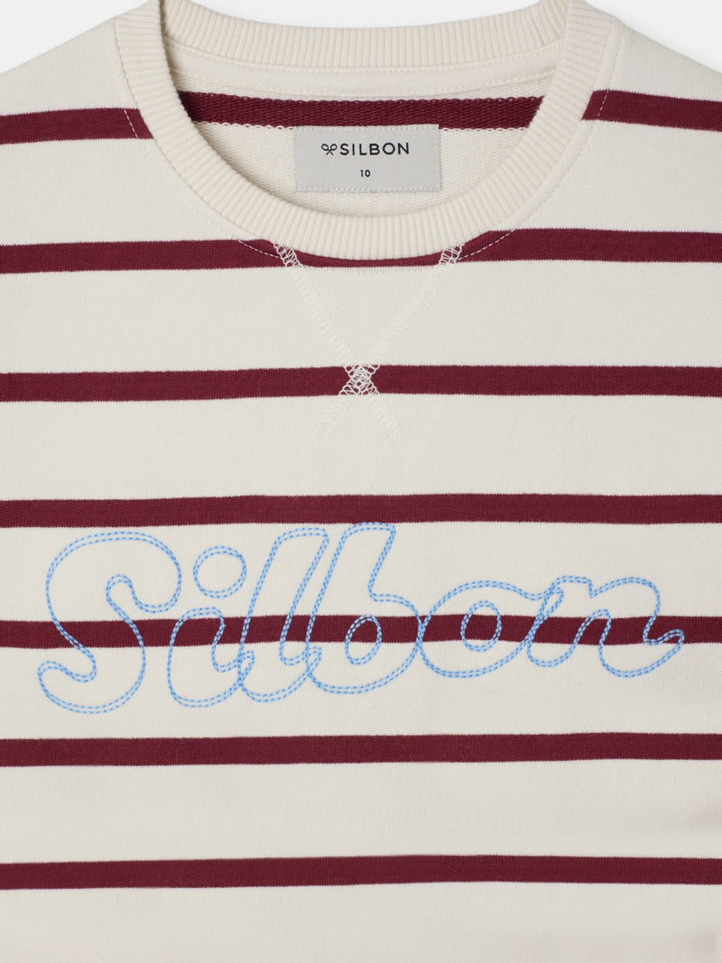 Kids sweatshirt with fine stripe stitching in burgundy