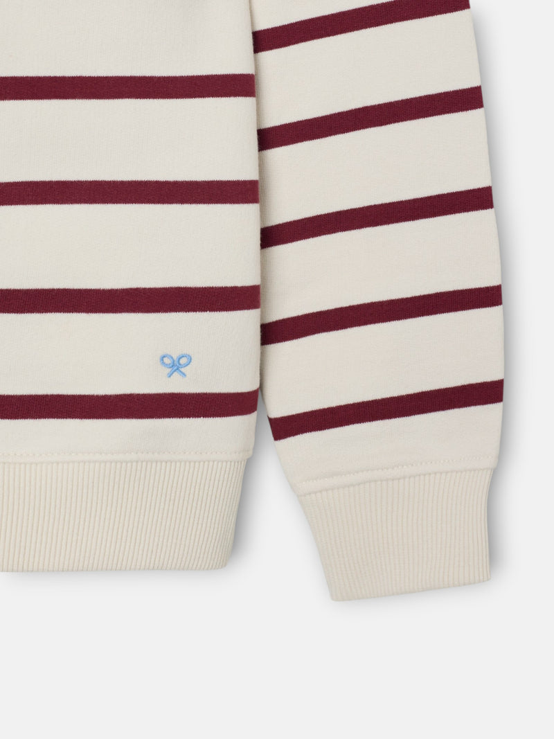 Kids sweatshirt with fine stripe stitching in burgundy