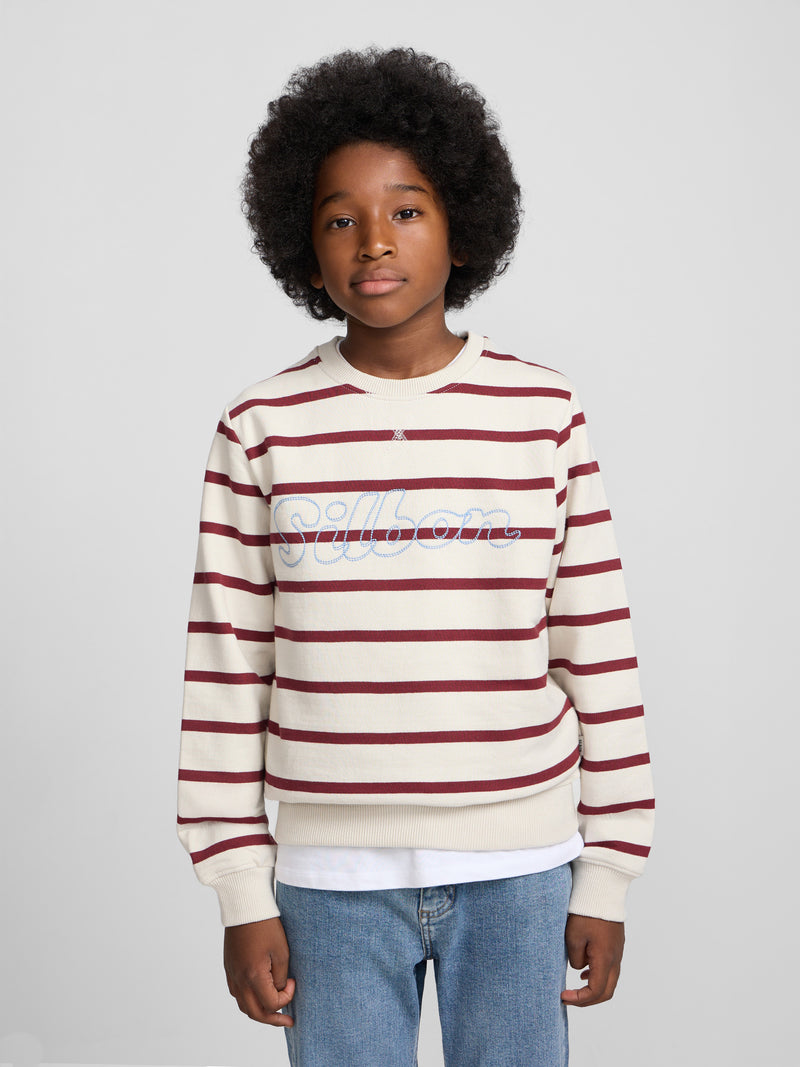 Kids sweatshirt with fine stripe stitching in burgundy