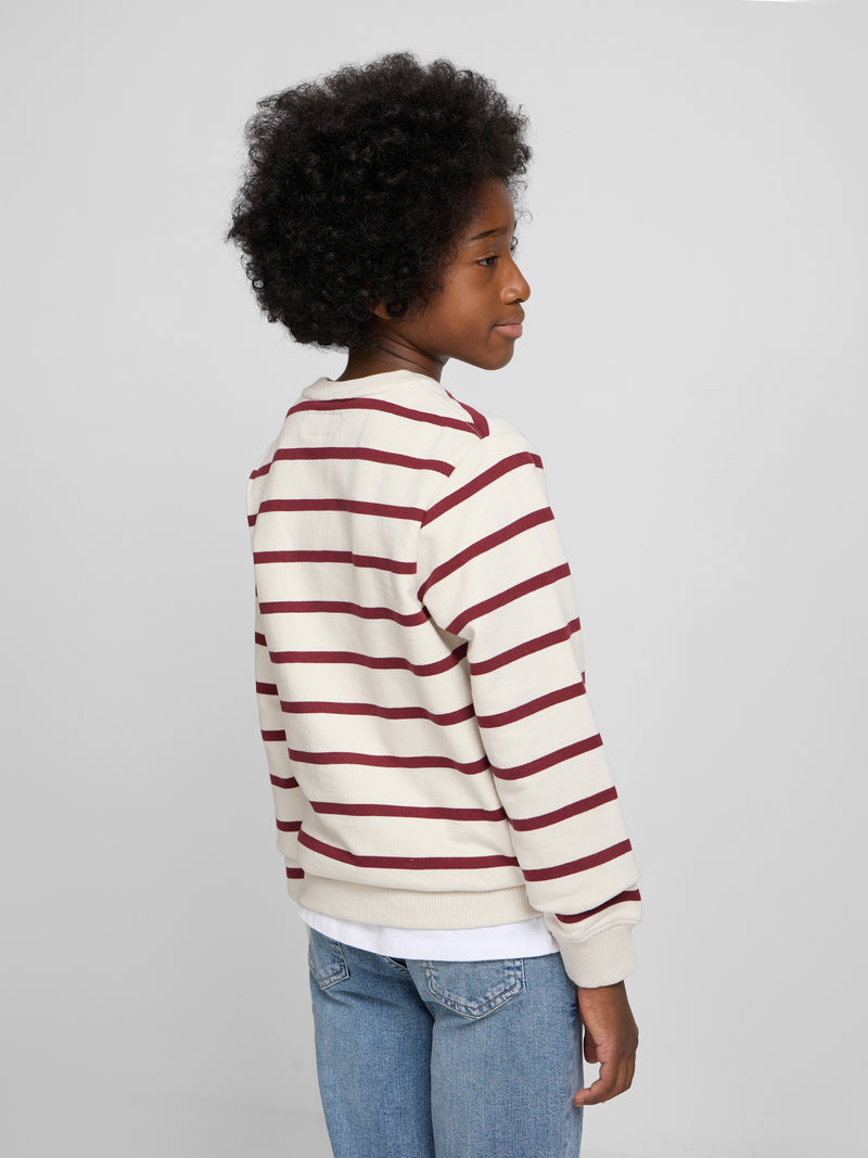 Kids sweatshirt with fine stripe stitching in burgundy