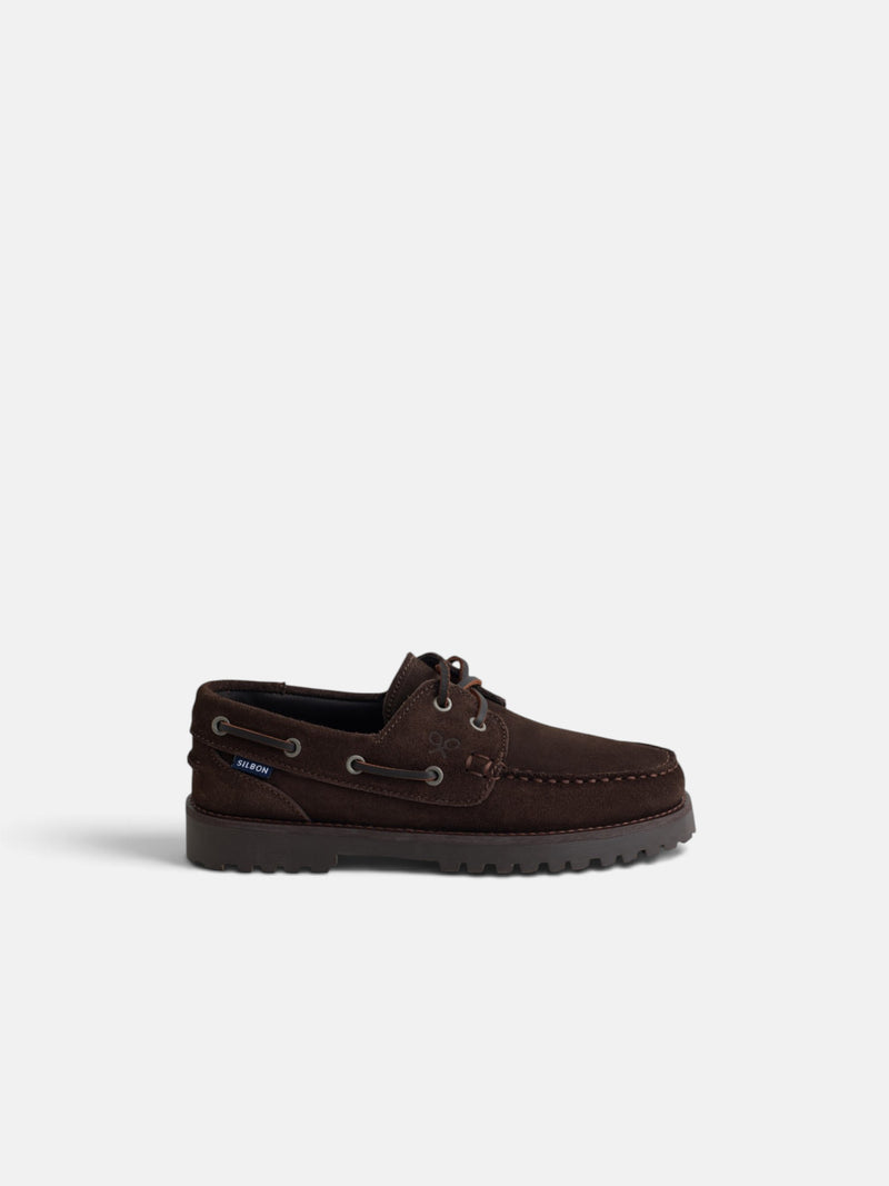 Kids' sporty nautical brown suede shoe