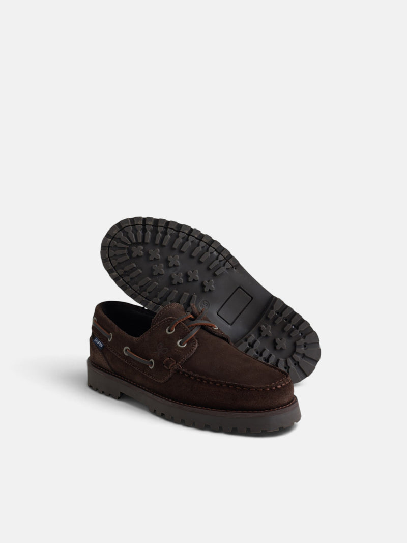 Kids' sporty nautical brown suede shoe