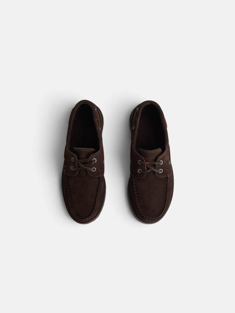 Kids' sporty nautical brown suede shoe