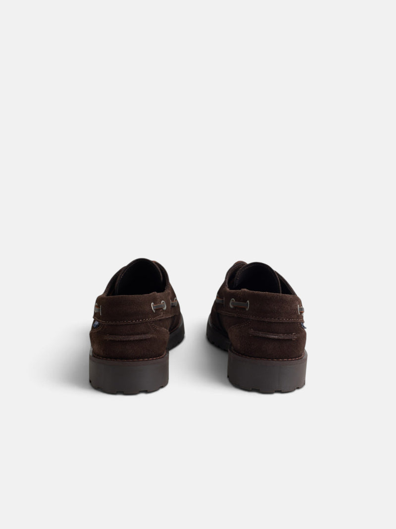 Kids' sporty nautical brown suede shoe