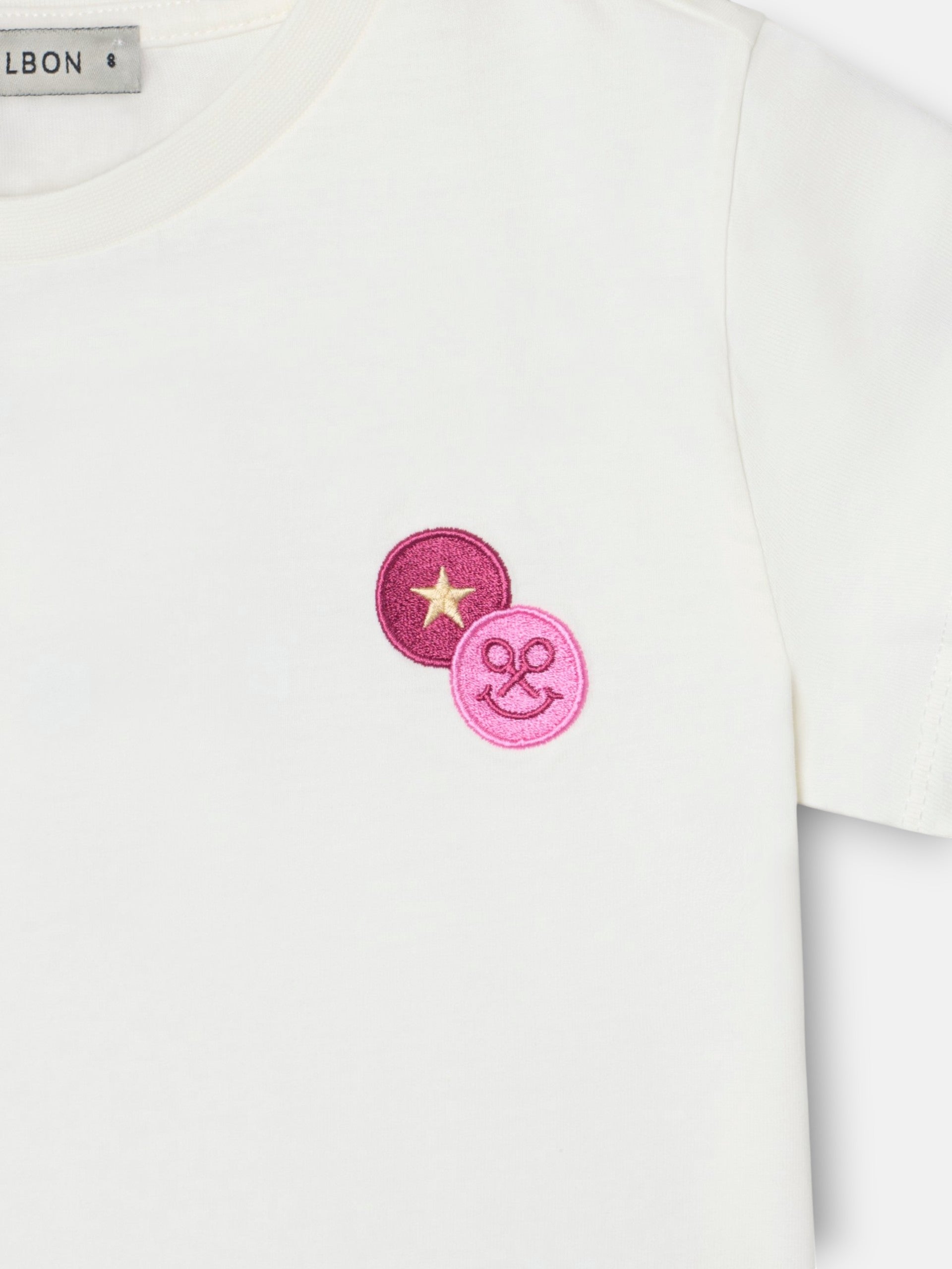 Camiseta girl parche raquetas blanca