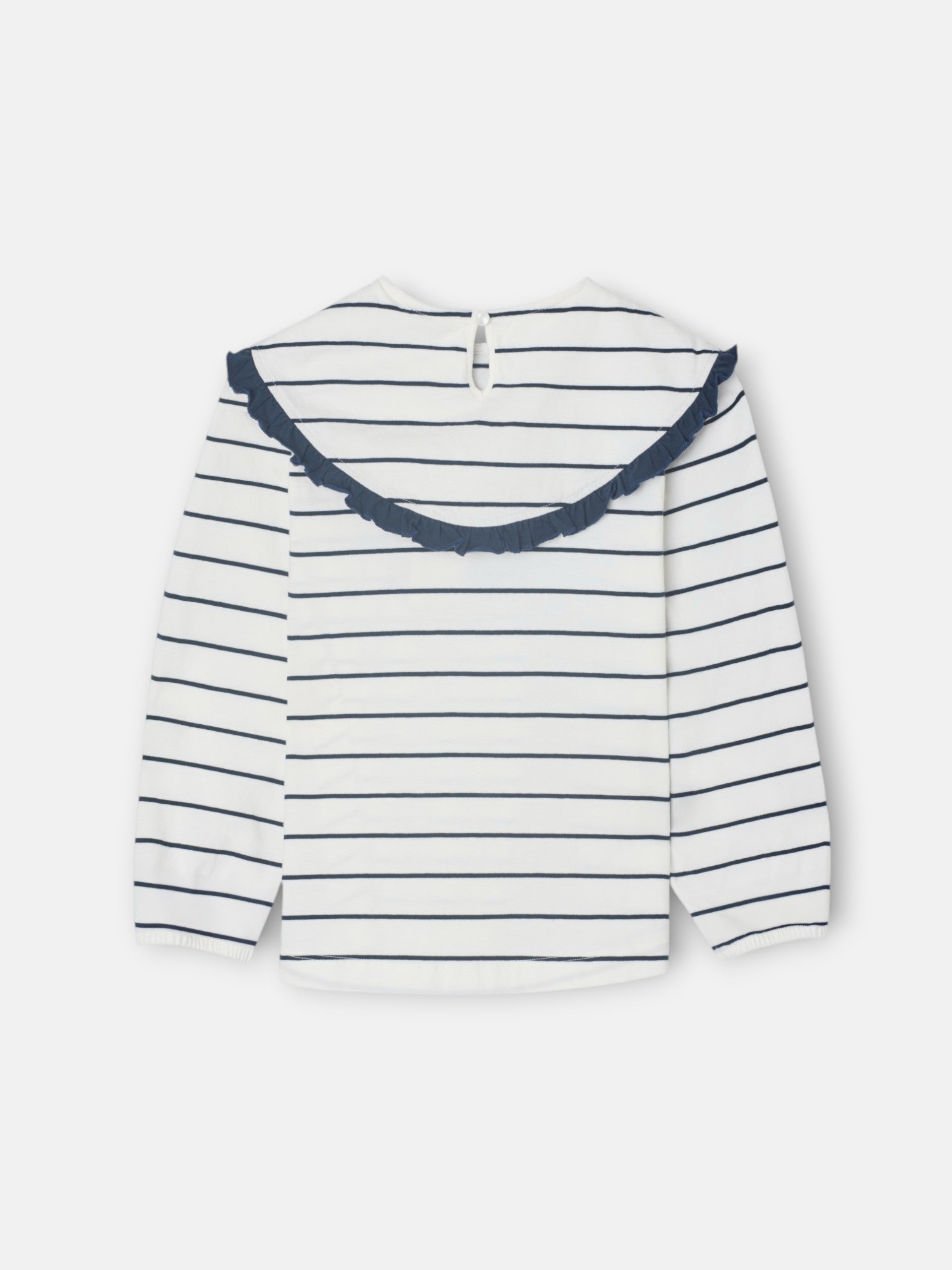 Camiseta girl cuello bobo rayas azul y blanco