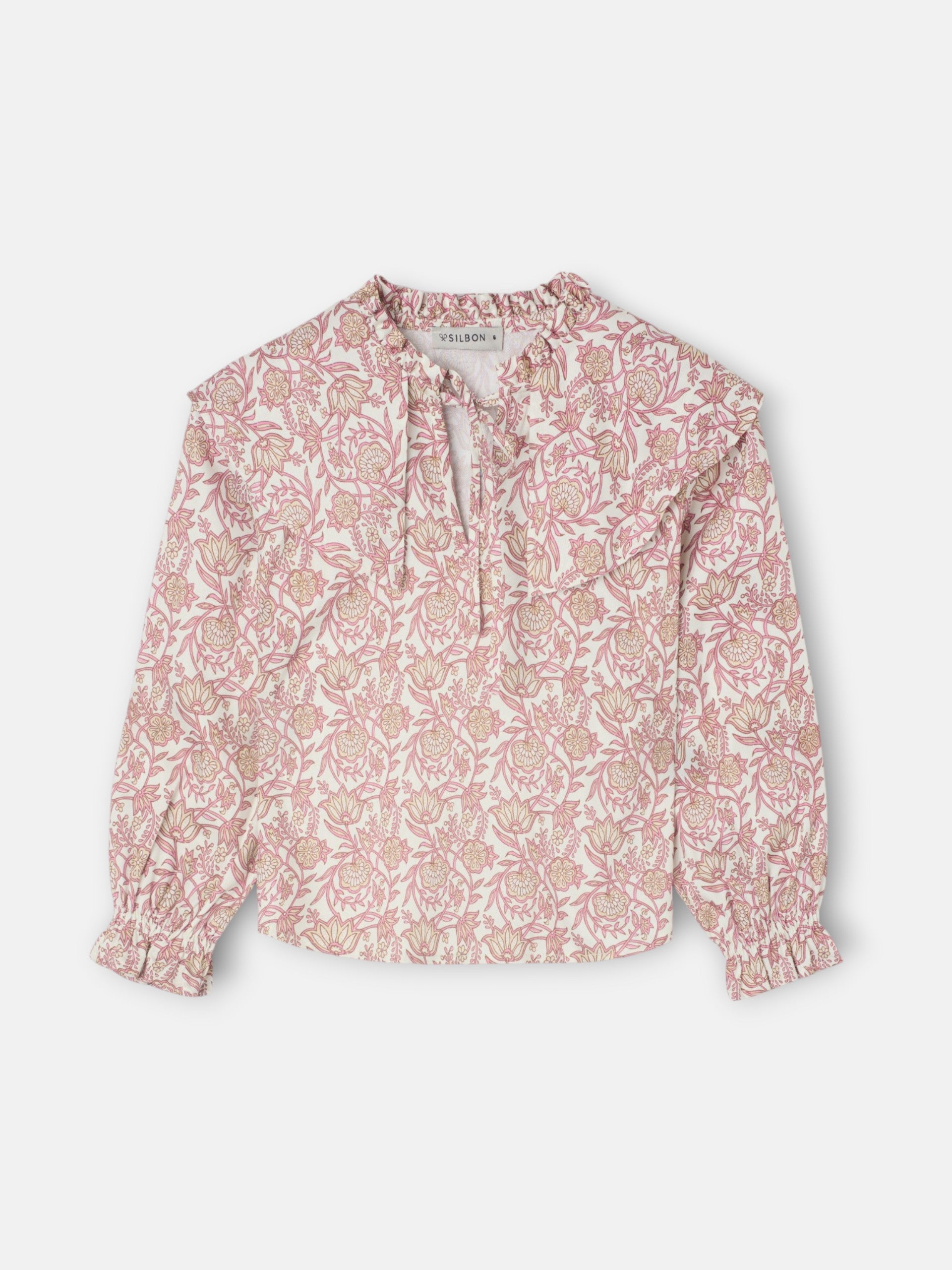 Blusa girl estampado flores rosa y blanco
