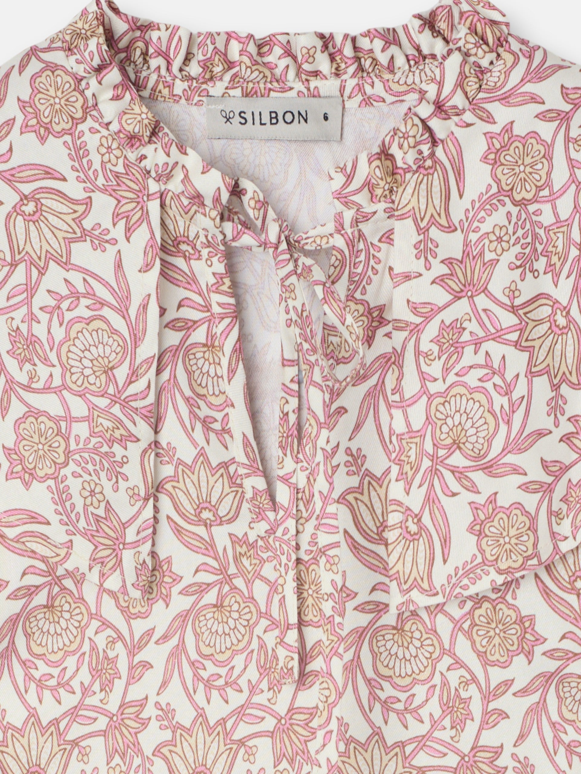 Blusa girl estampado flores rosa y blanco