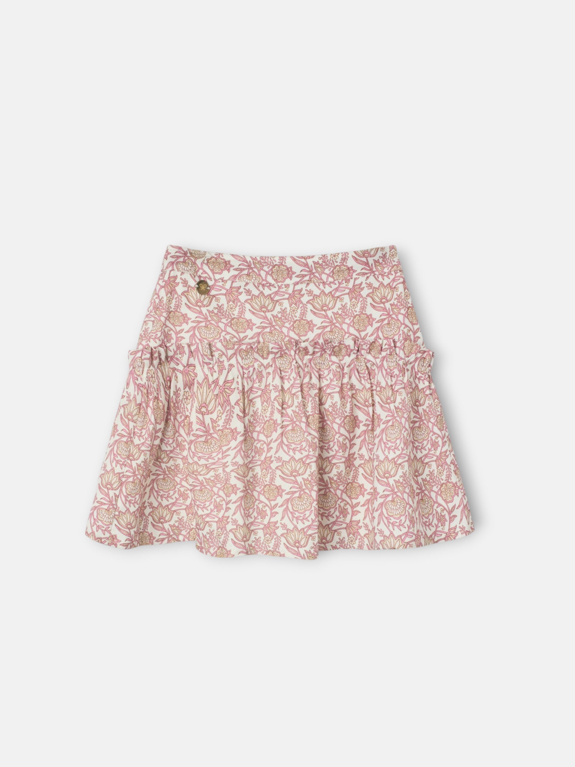 Falda girl estampado flores rosa y blanco