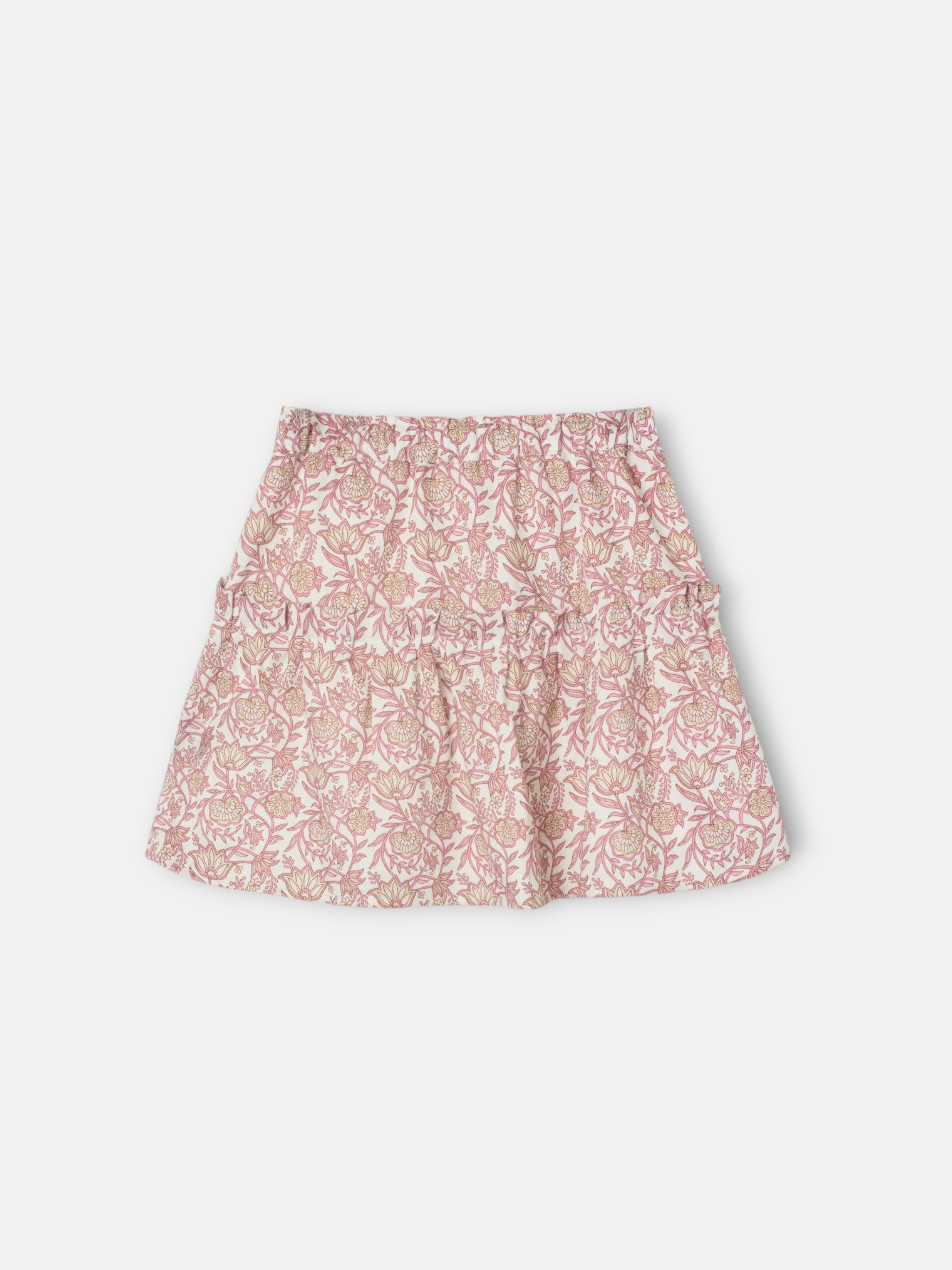 Falda girl estampado flores rosa y blanco