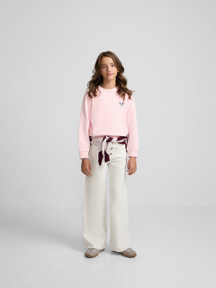 Girl's pants with braid pockets in ice color