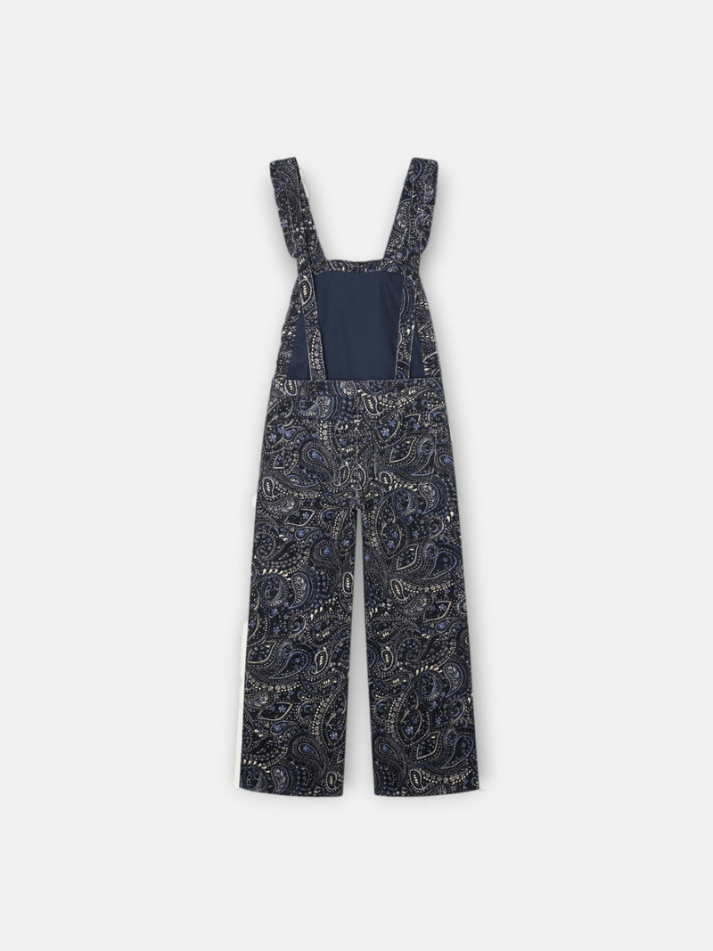 Girl's blue paisley print micro-corduroy dungarees