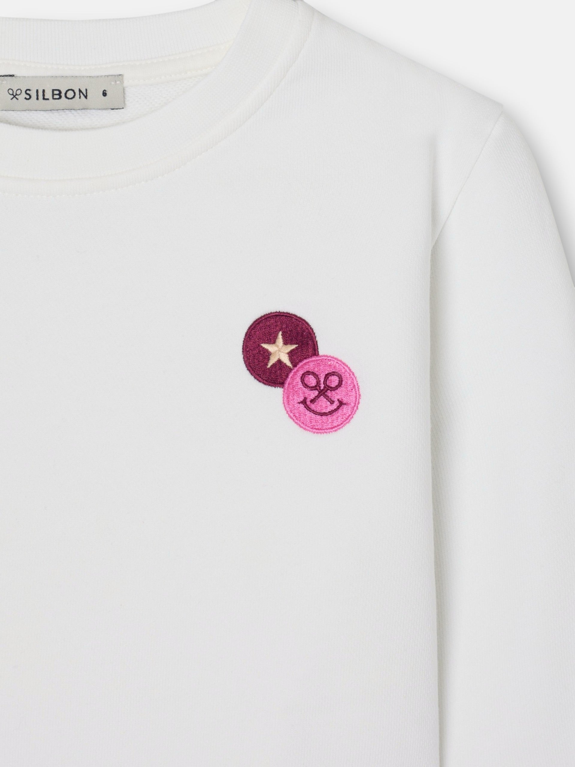Sweat-shirt fille Silbon Smile écru
