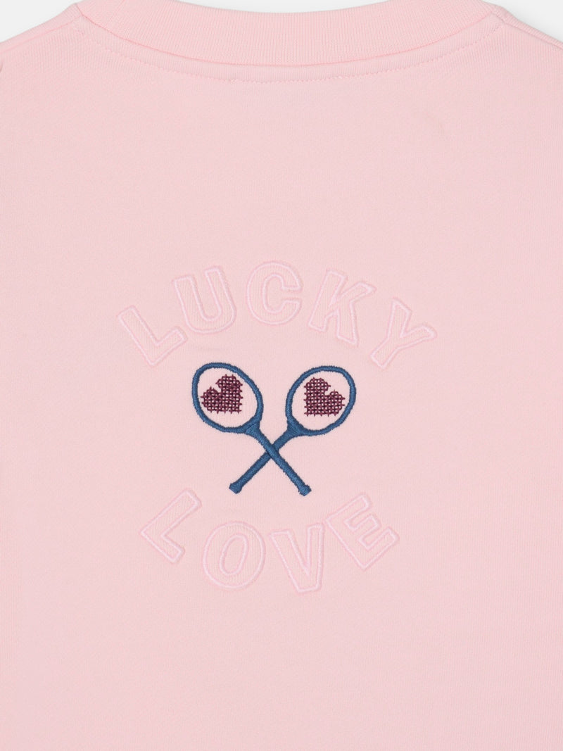 Sweat-shirt fille lucky love rose