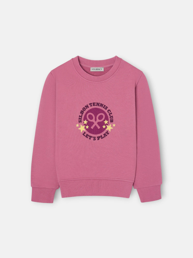 Sweatshirt girl tennis club rosa