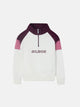 Girl's tricolor high-neck sweatshirt in pink and off-white