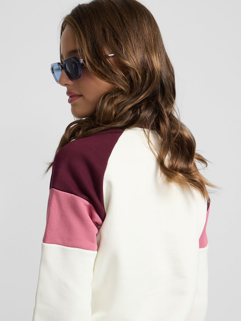Sweatshirt girl gola alta tricolor rosa e cru