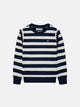 Girl's sweatshirt with shoulder pads, navy and ecru stripes