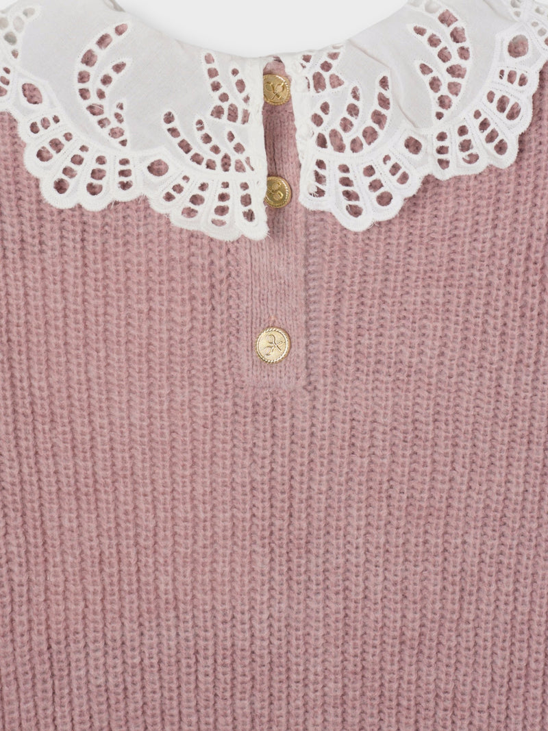 Jersey de menina gola bobo rosa