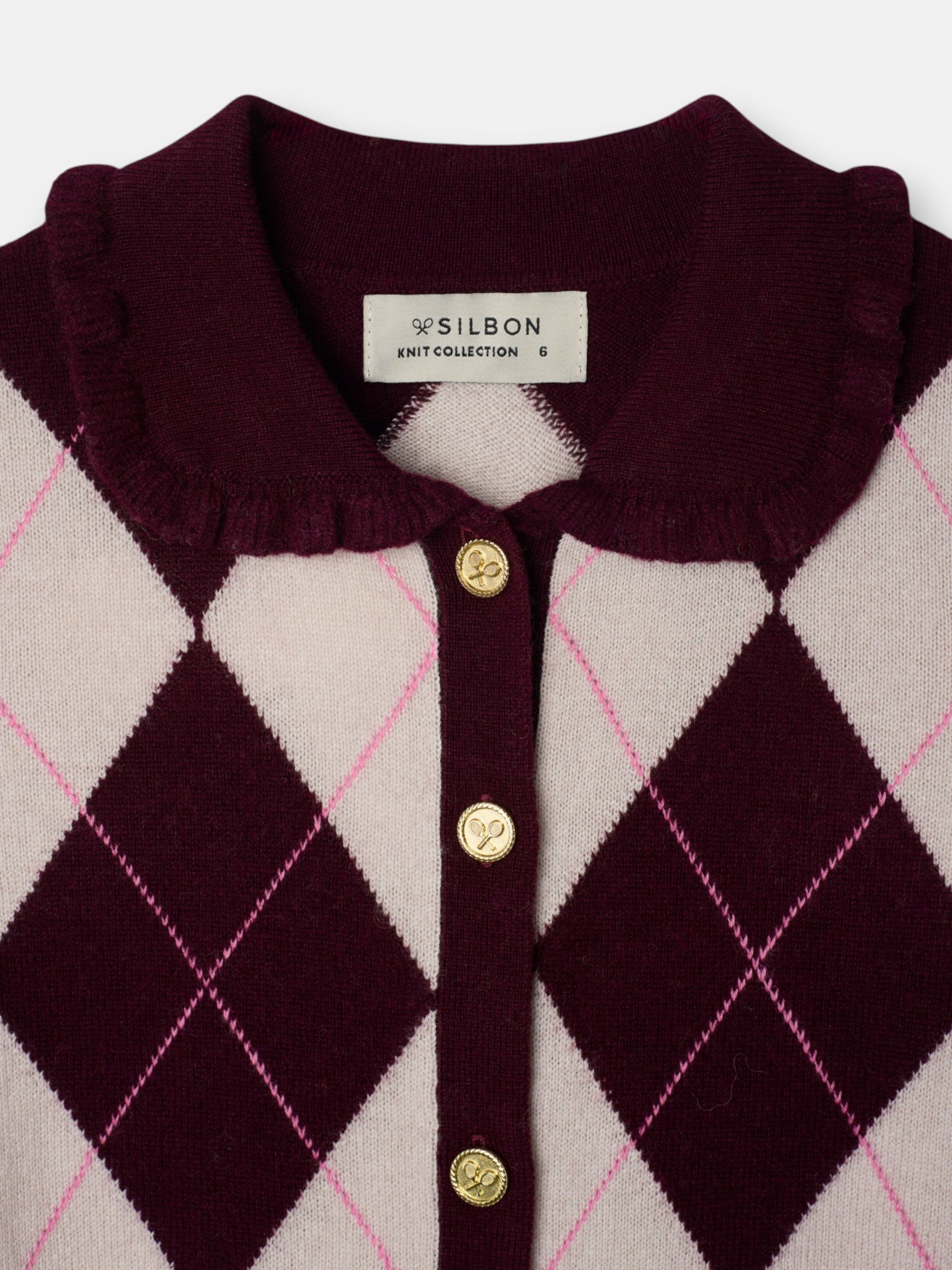 Cardigan girl burgundy diamonds