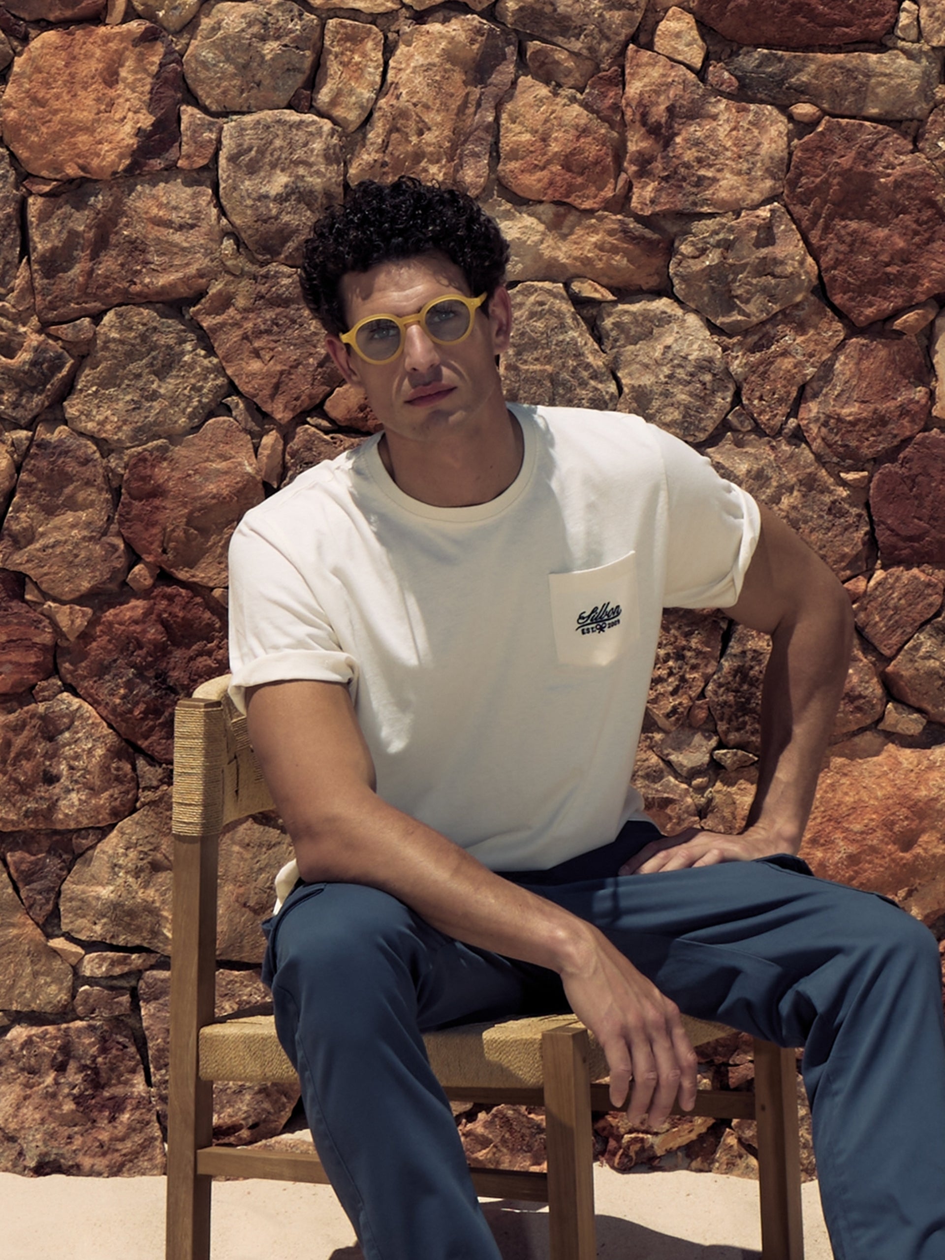 Camiseta bolsillo garmet dye blanco