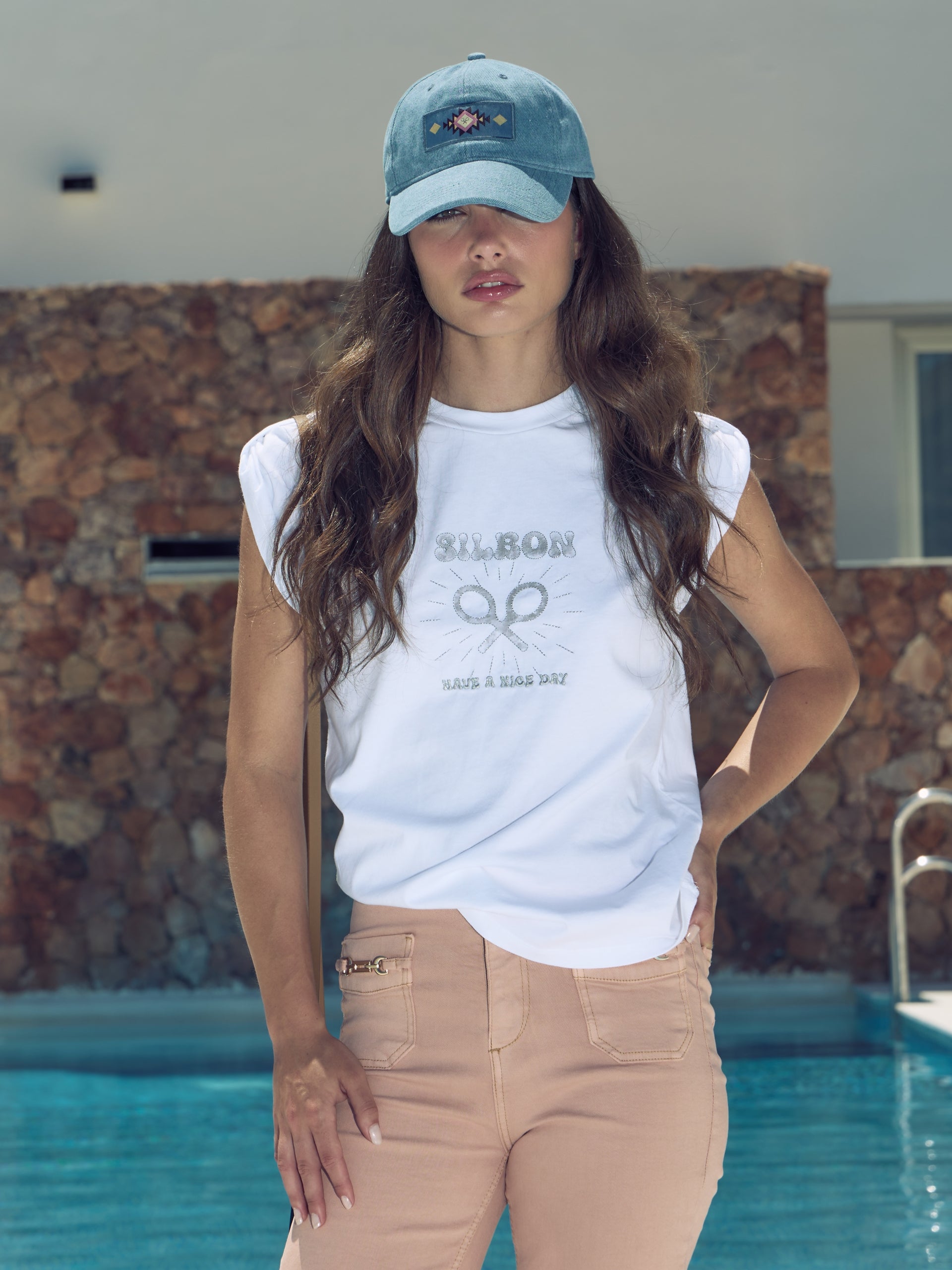 Camiseta woman roll out have a nice day blanca